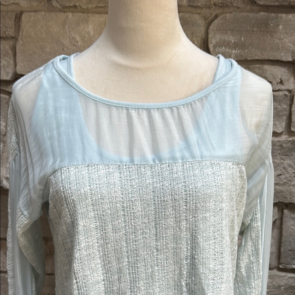 NWT Two Piece Elegant Sheer Light Blue Women's Blouse